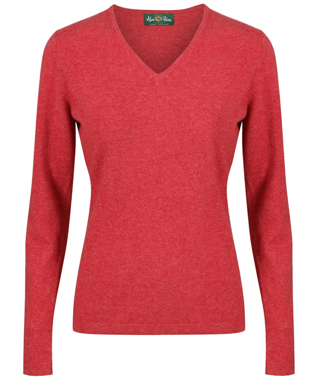 Women’s Alan Paine Inset Sleeve V-neck Sweater - Red