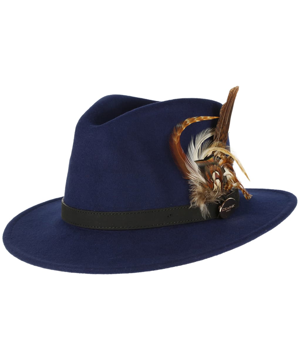 Women’s Hicks & Brown The Suffolk Fedora - Gamebird Feather - Navy