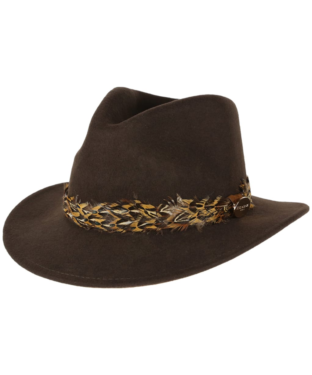 Women’s Hicks & Brown The Suffolk Fedora - Pheasant Feather Wrap - Brown
