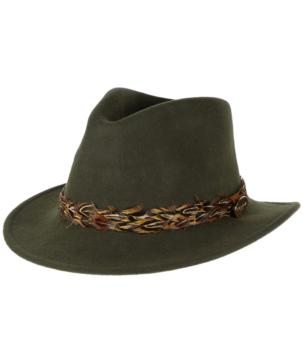 Women’s Hicks & Brown The Suffolk Fedora - Pheasant Feather Wrap - Olive