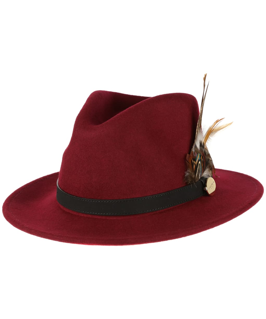 Women’s Hicks & Brown The Suffolk Fedora - Gamebird Feather - Maroon