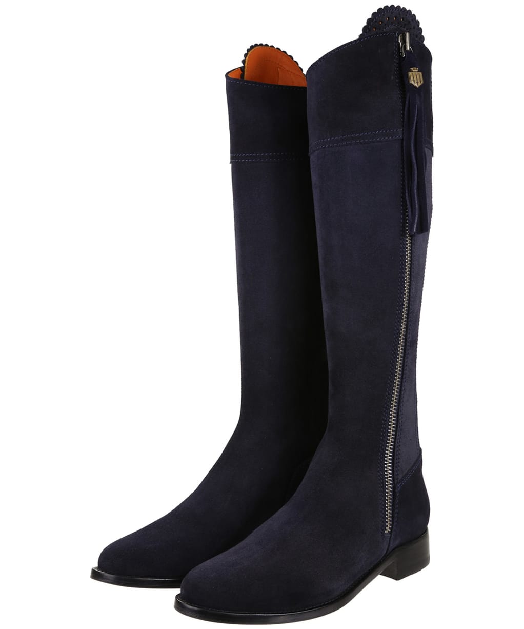 Women's Fairfax & Favor Flat Regina Boots - Navy Blue Suede