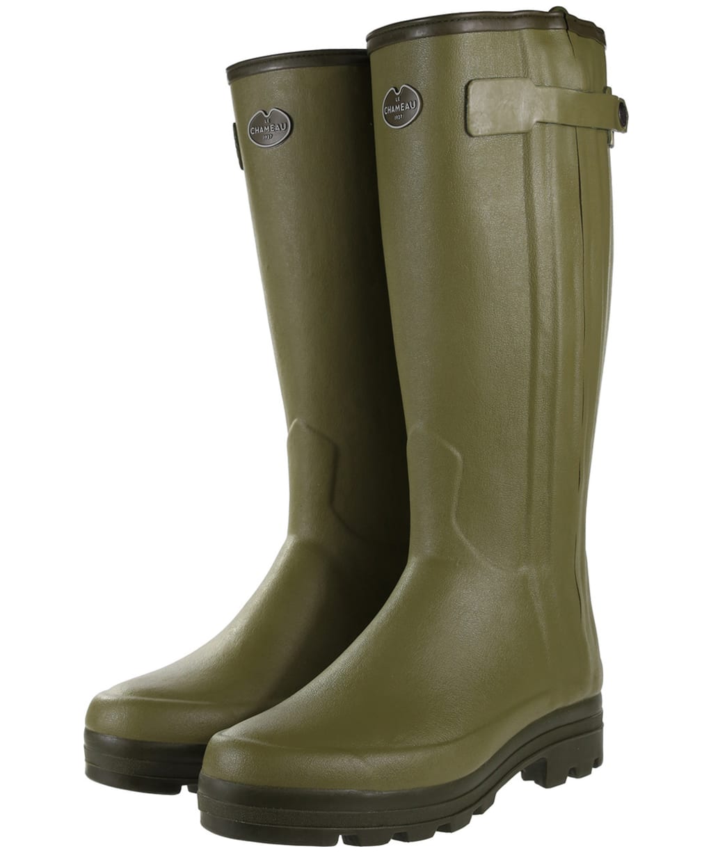 Men's Le Chameau Chasseur Neoprene Lined Wellington Boots - 41cm calf - Green
