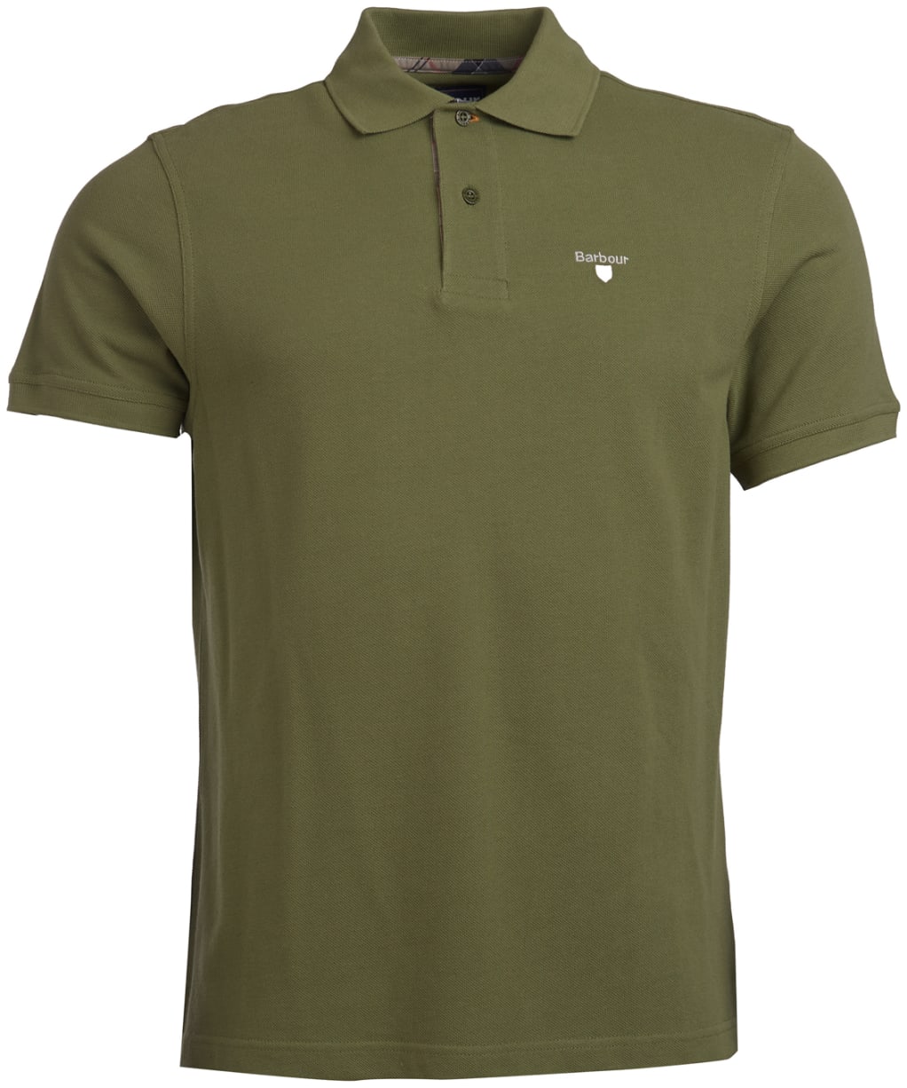 Men's Barbour Tartan Pique Polo Shirt - Burnt Olive