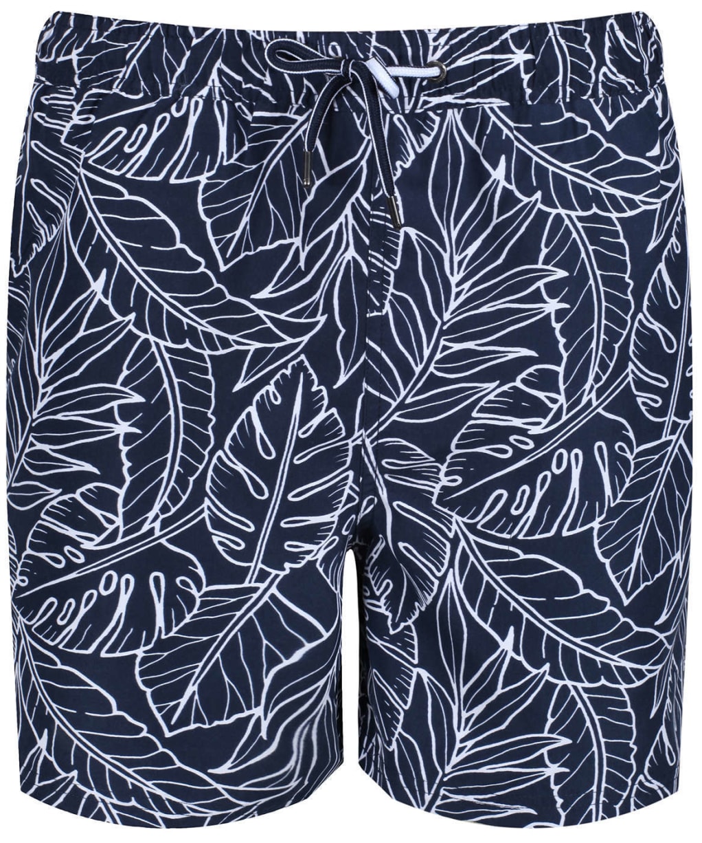 Men’s Crew Clothing Linear Leaf Swim Shorts - Navy