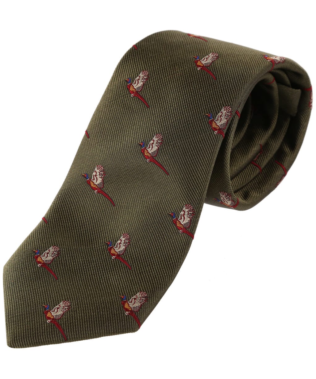 Men's Alan Paine Ripon Flying Pheasant Silk Tie - Olive