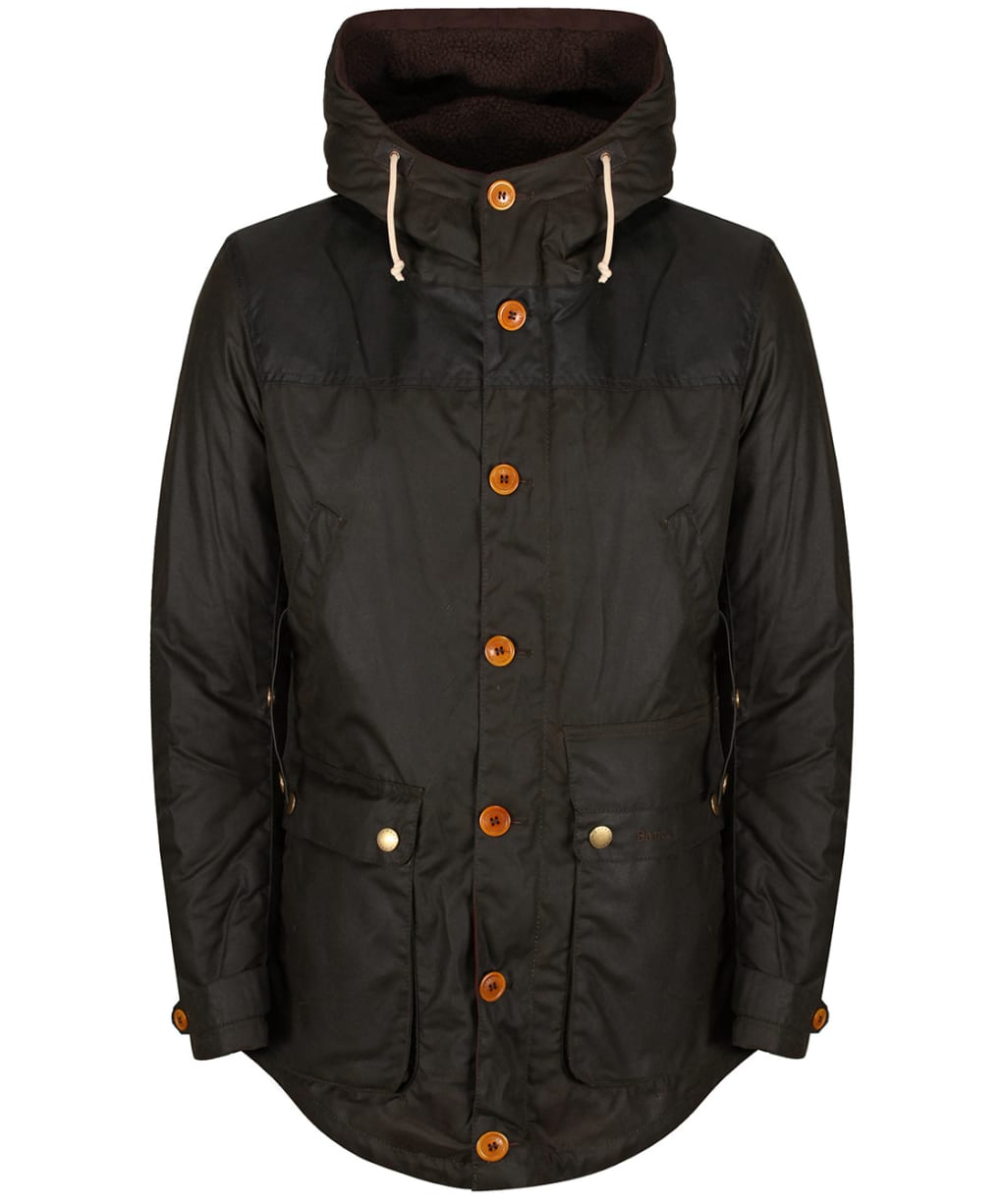 Men's Barbour Game Waxed Parka Jacket - Olive