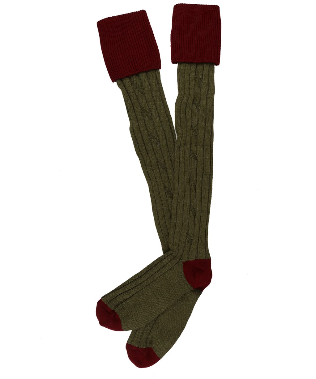 Men's Alan Paine Shooting Socks - Bordeaux / Olive