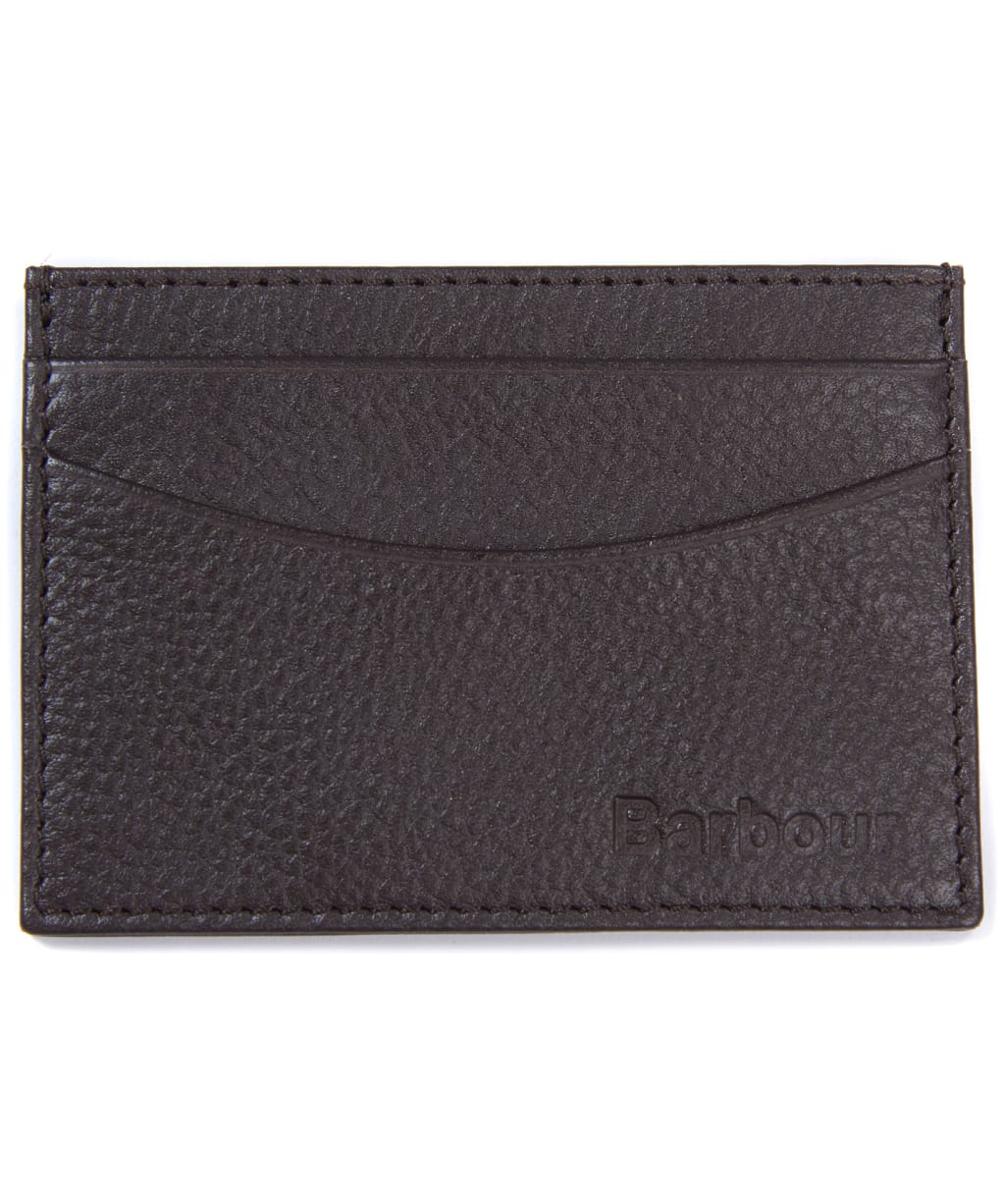 Men's Barbour Amble Leather Card Holder - Dark Brown