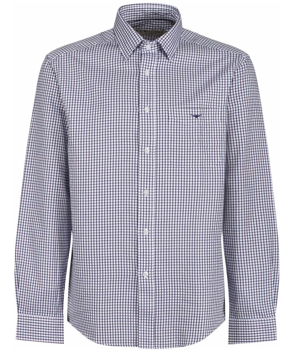 Men's R.M. Williams Collins Cotton Twill Shirt - Navy / White