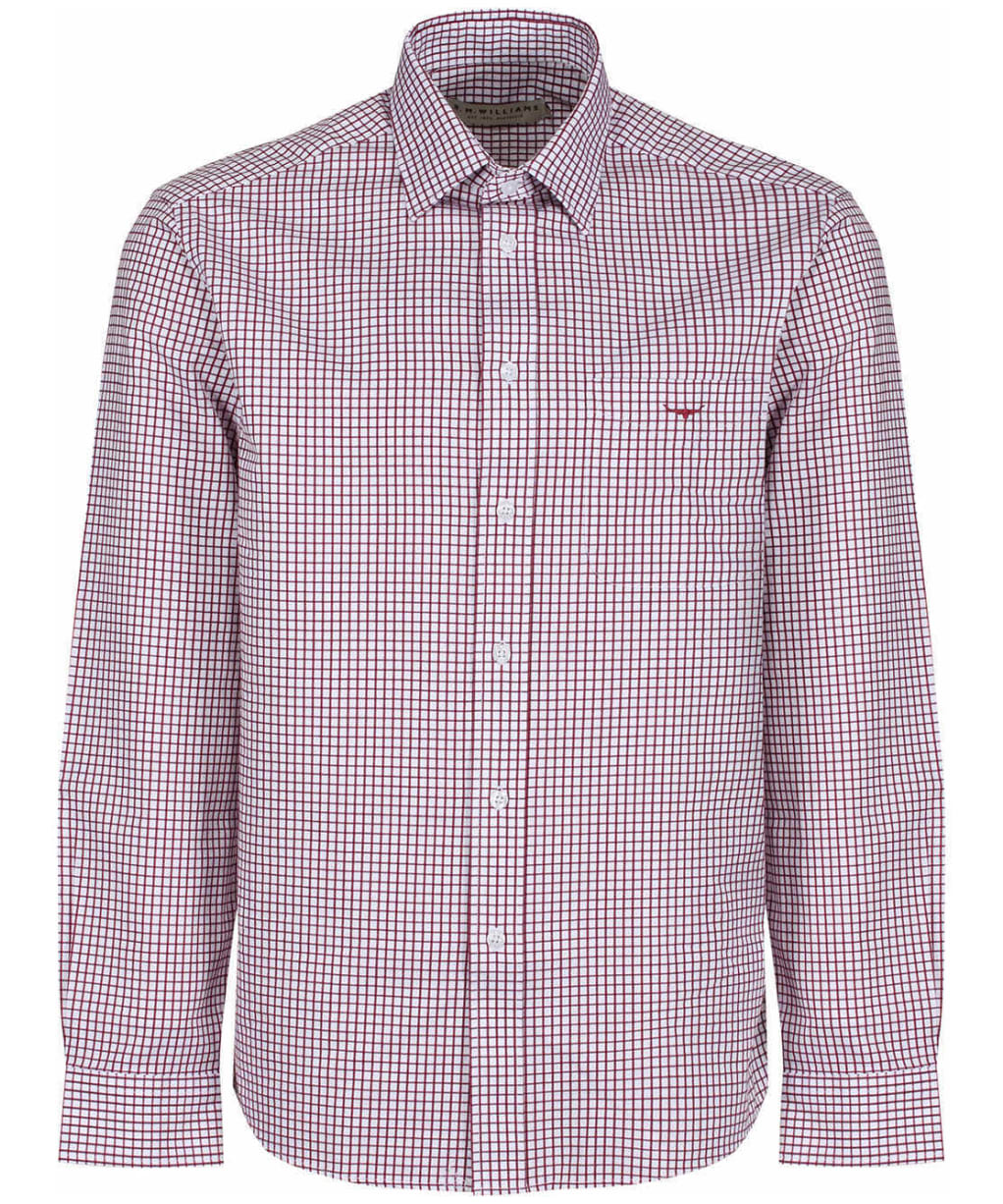 Men's R.M. Williams Collins Cotton Twill Shirt - Burgundy / White