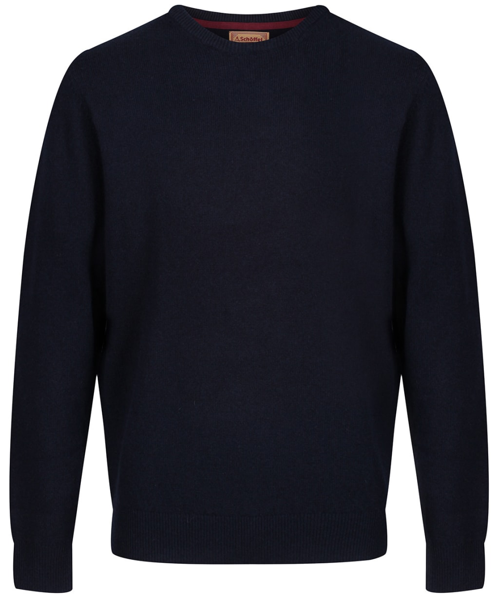 Men's Schoffel Lambswool Crew Neck Sweater - Navy