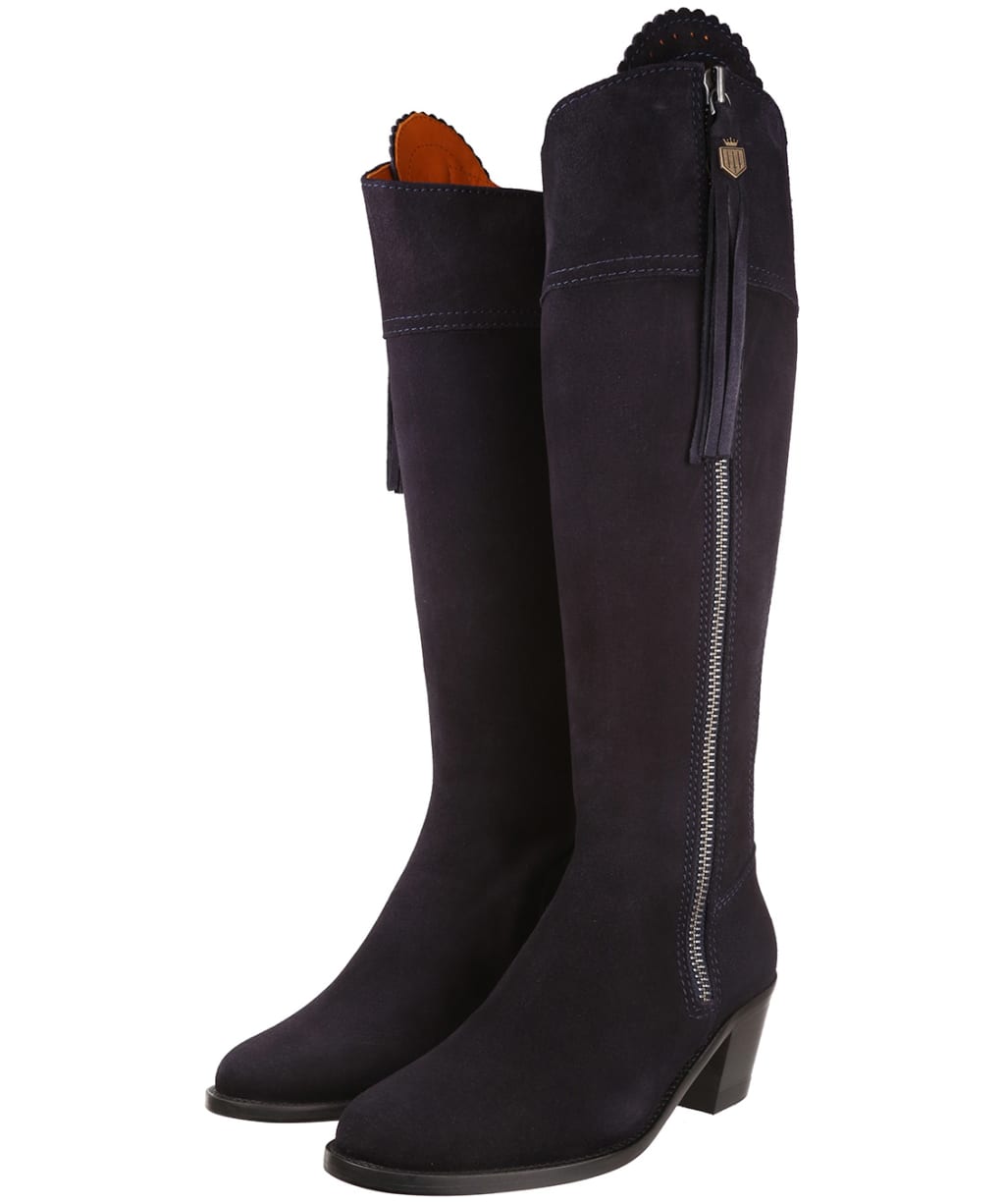 Women's Fairfax & Favor Regina Heeled Sporting Fit Boots - Navy Suede