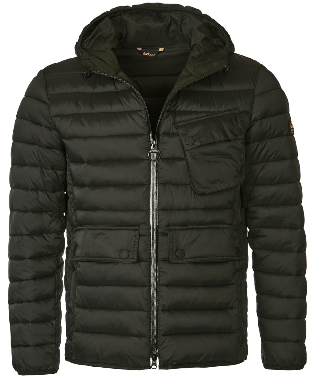 Men's Barbour International Ouston Hooded Quilted Jacket - Olive