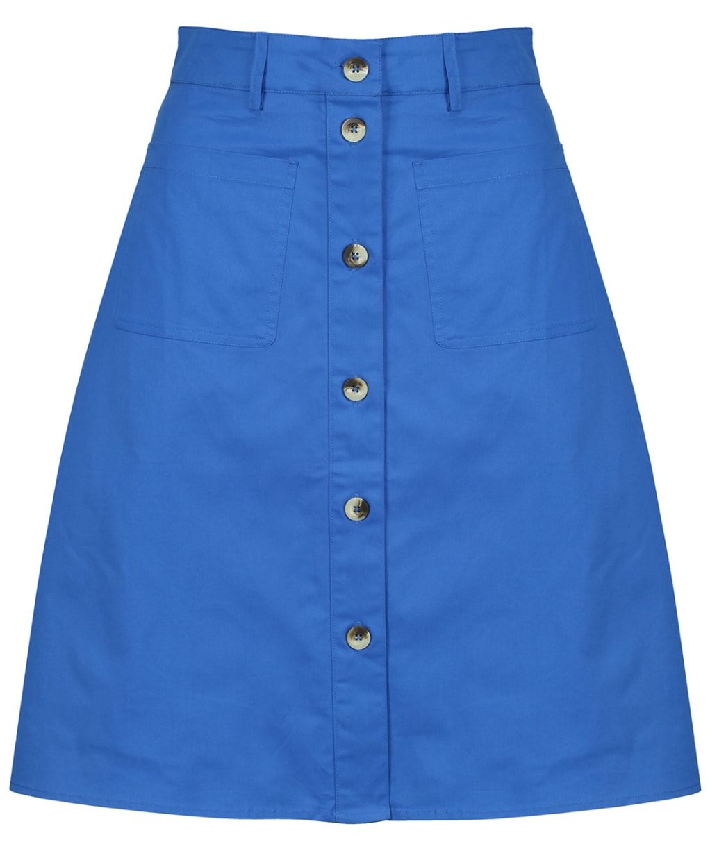 Women’s Crew Clothing Button Front Skirt - Strong Blue