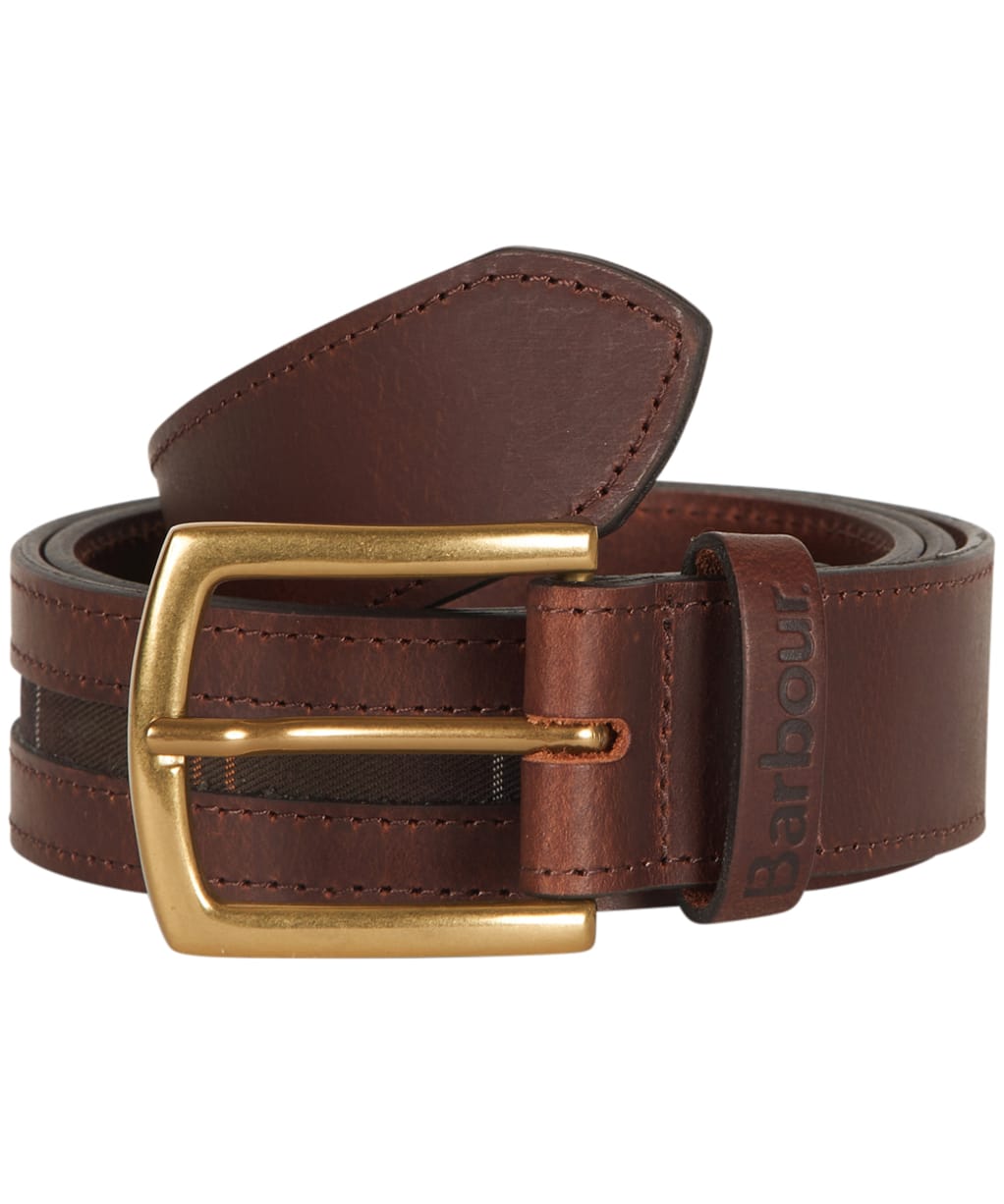 Men’s Barbour Tartan Piped Belt - Brown