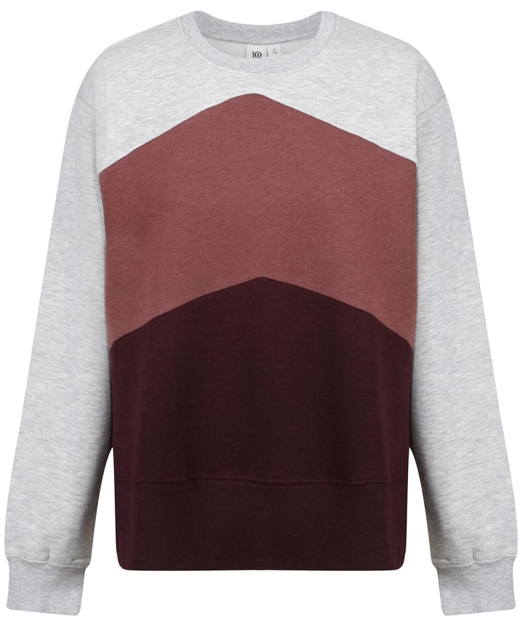 Women’s Tentree TreeFleece Chevron Crew Sweater - Grey / Red / Mulberry