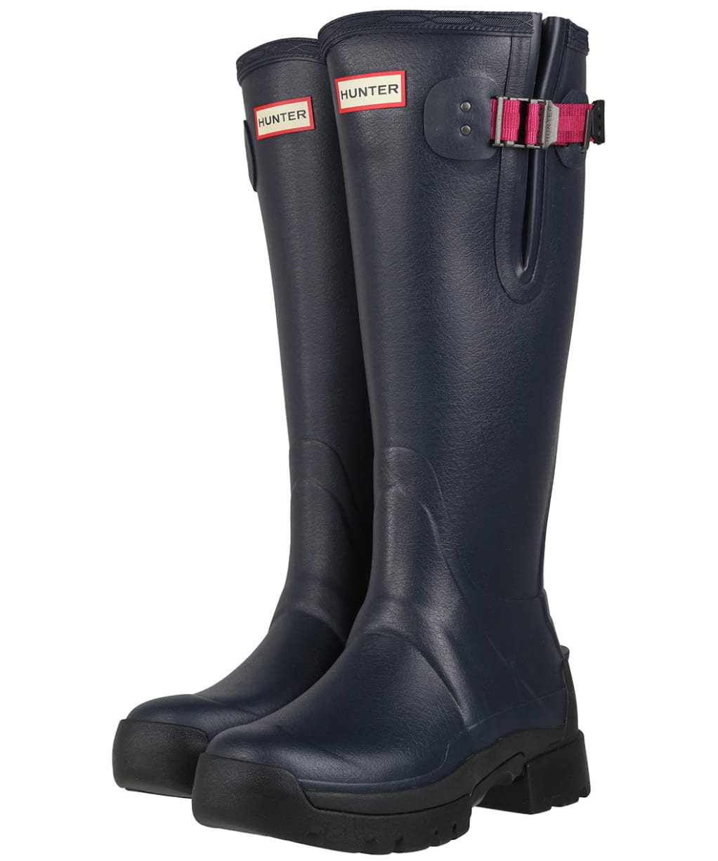 Women’s Hunter Balmoral Side Adjustable Neo Lined Tech Sole Boots – Tall - Navy / Peppercorn