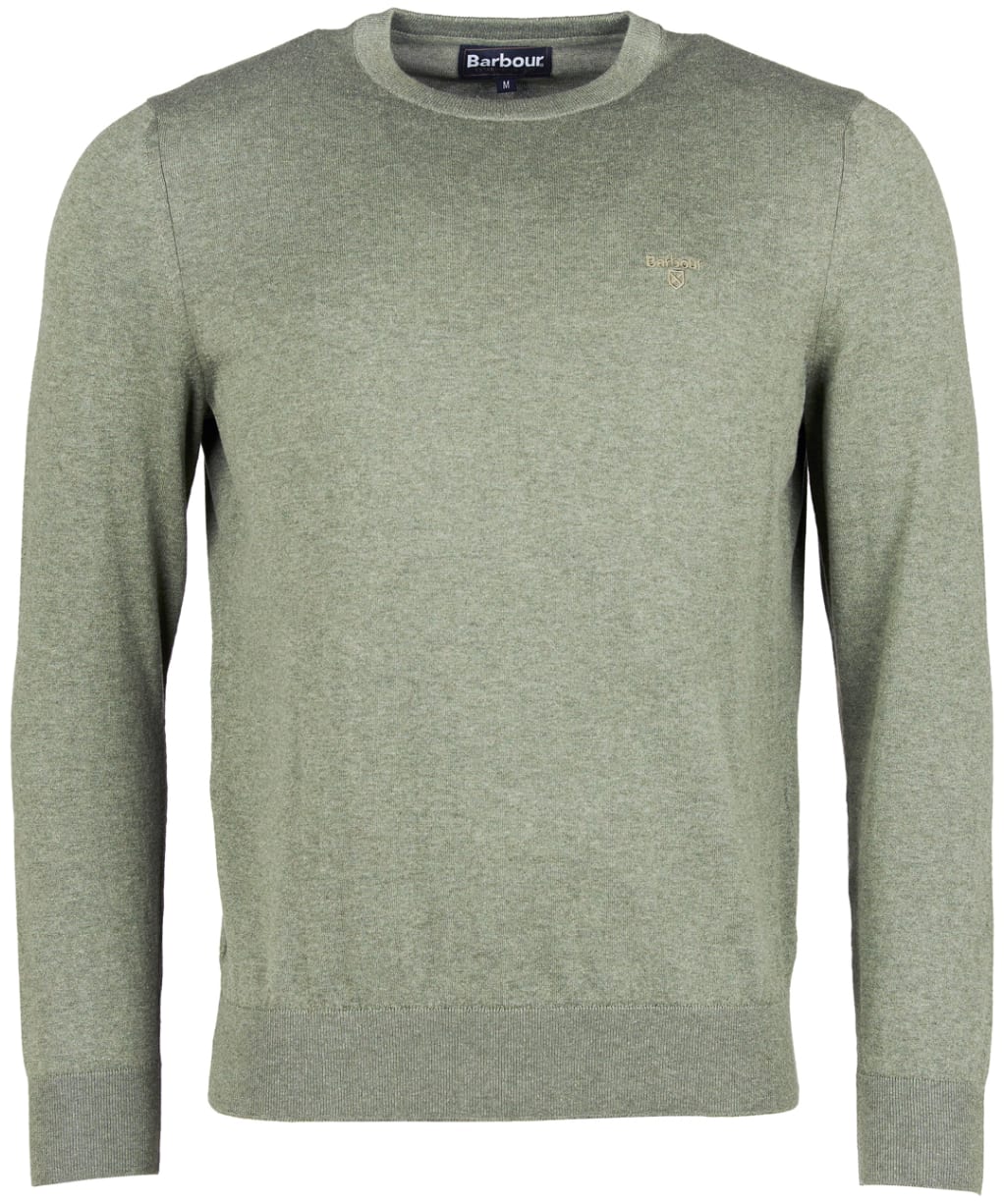 Men's Barbour Light Cotton Crew Neck Sweater - Light Moss
