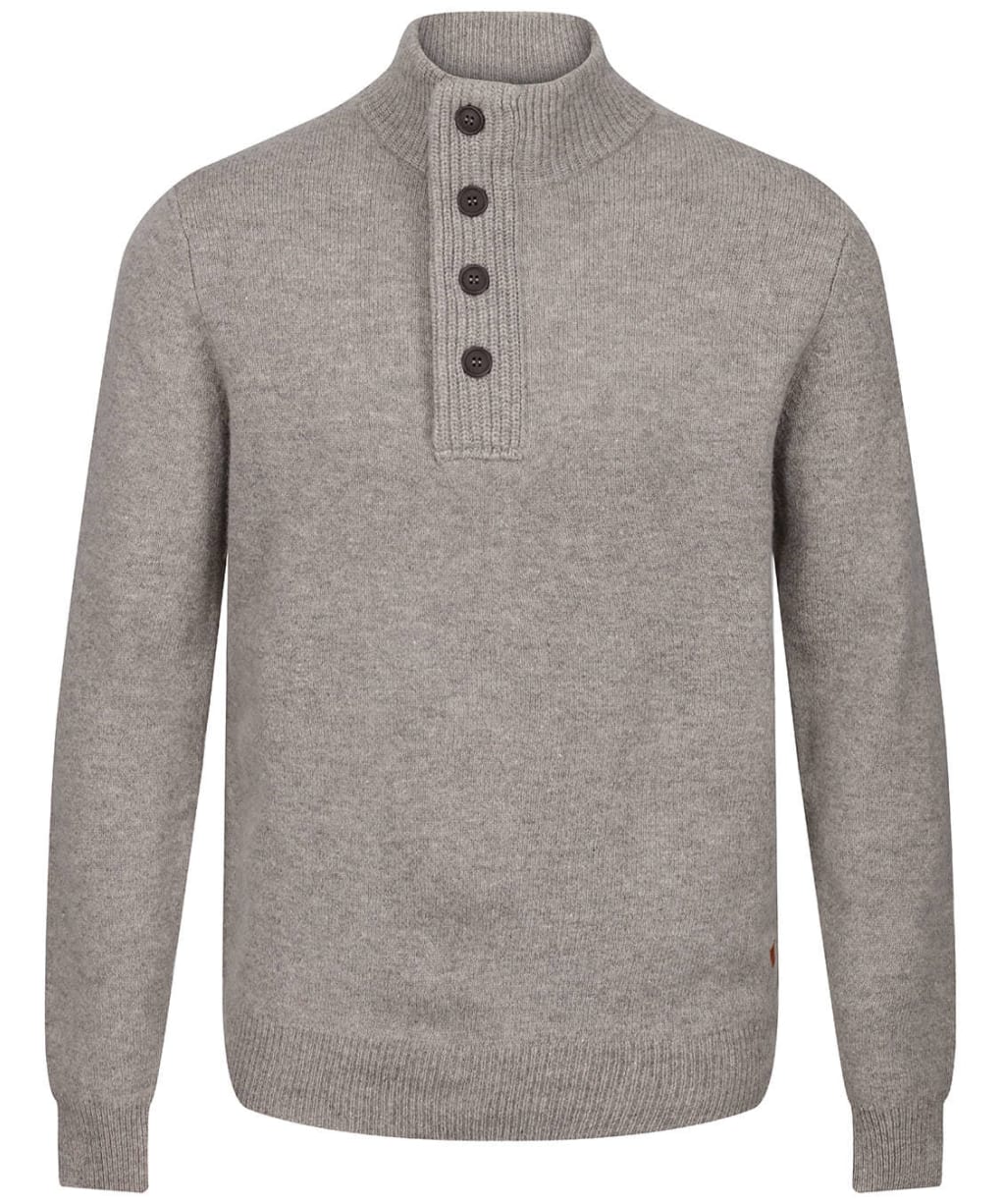 Men's Barbour Patch Half Button Lambswool Sweater - Stone