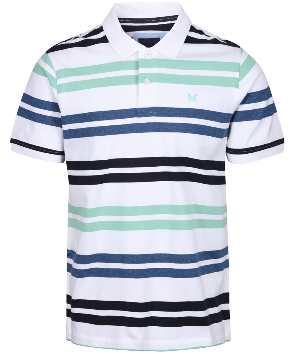 Men’s Crew Clothing Worthing Jersey Stripe Polo Shirt - White / Denim / Navy