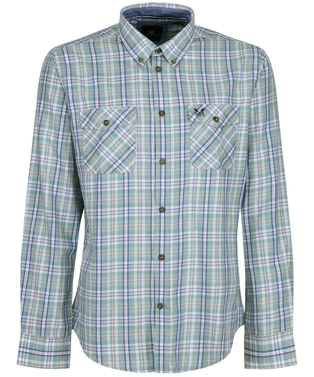 Men’s Crew Clothing Hillard Marl Check Shirt - Jade / Blue
