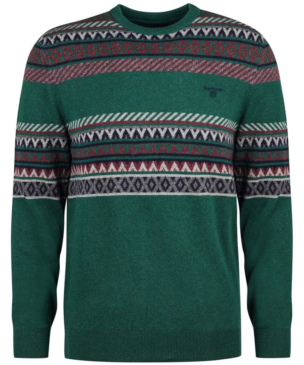 Men's Barbour Winterborne Fairisle Crew Sweatshirt - Forest