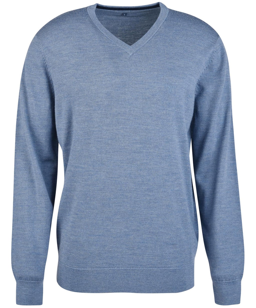 Men's Barbour Loyton Merino V-Neck Sweatshirt - Denim Blue