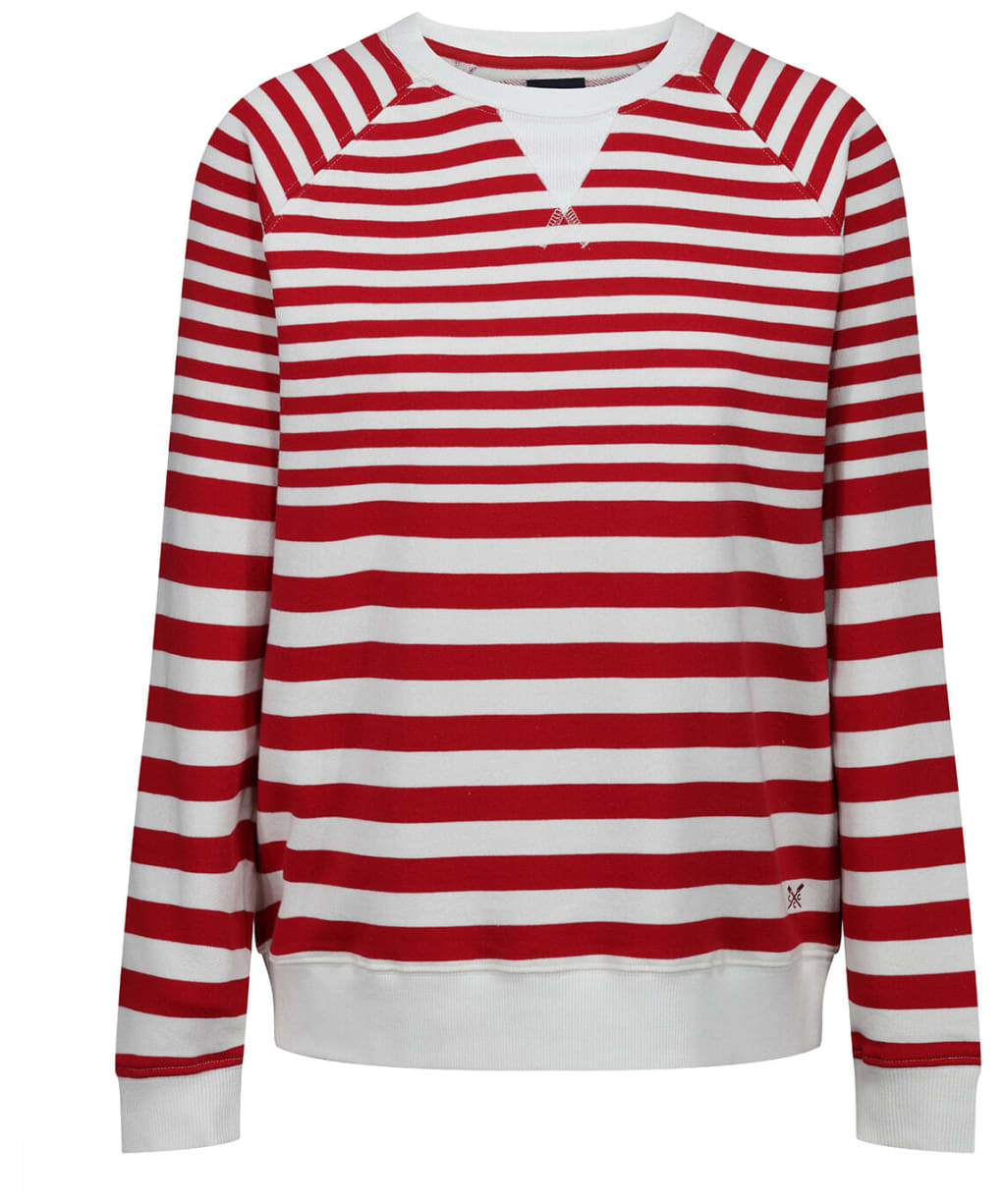 Women’s Crew Clothing Crew Neck Stripe Sweat - White / Red Stripe