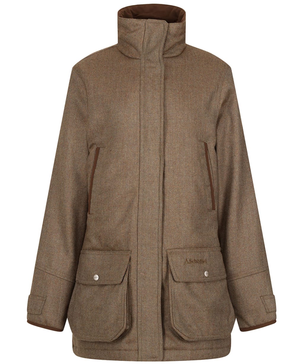Women's Schoffel Ptarmigan Tweed Coat - Loden Green Herringbone Tweed