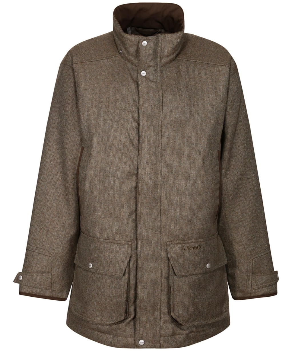 Men’s Schoffel Ptarmigan Tweed Classic Coat - Loden Green Herringbone Tweed