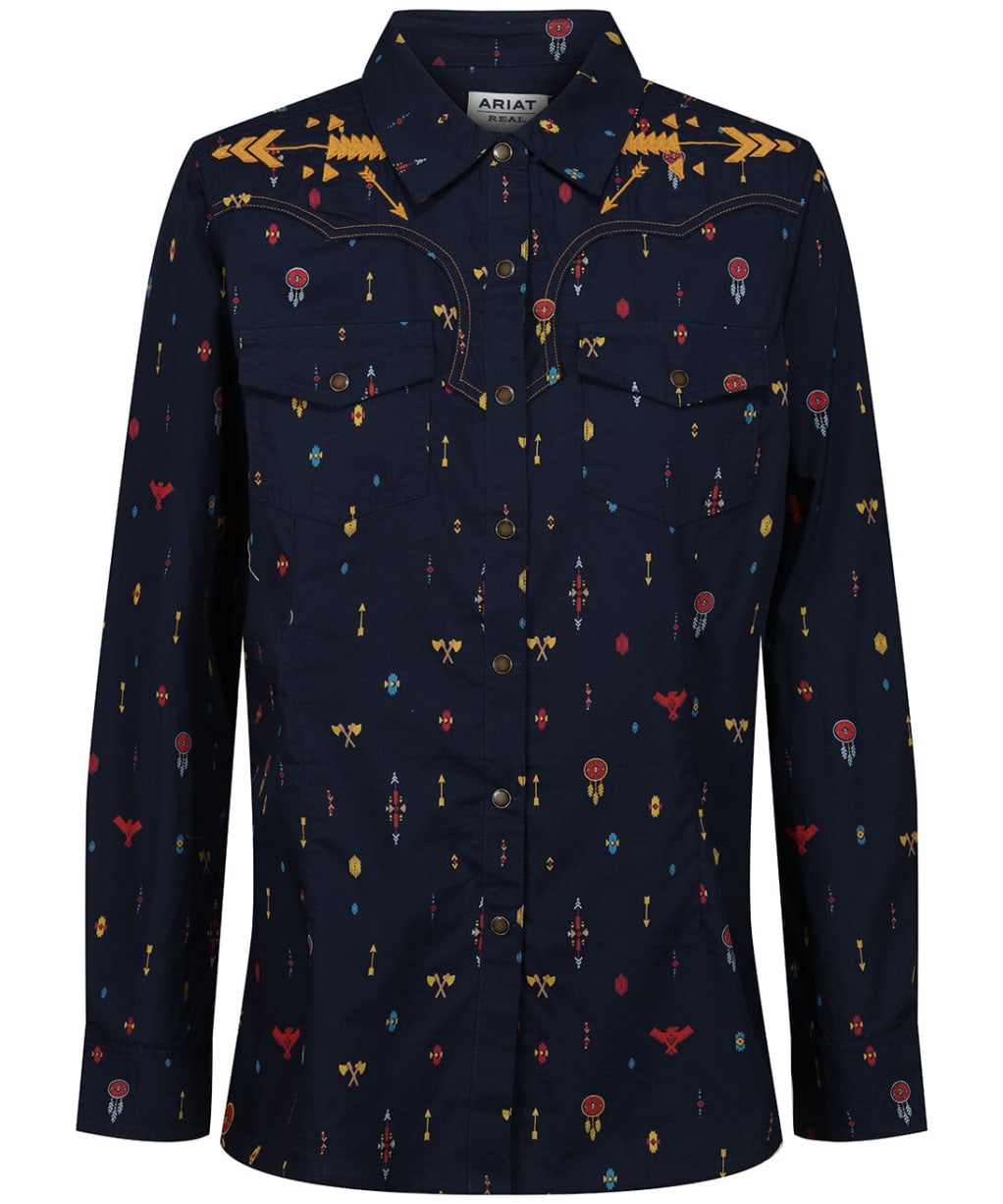 Women’s Ariat Real Dakota Snap Shirt - NAVY MULTI PRT