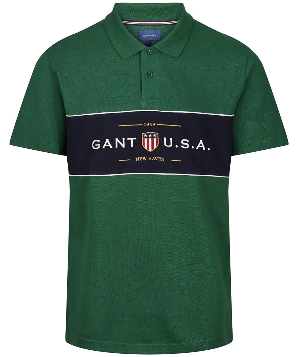 Men's GANT D1. Banner Shield Short Sleeved Rugger - Forest Green