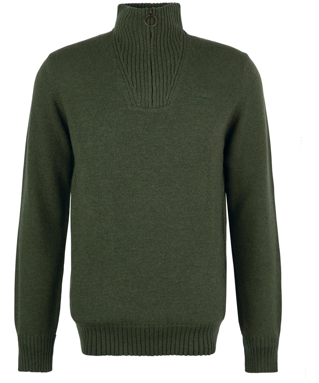 Men's Barbour Essential Wool Half Zip Sweater - Mid Olive