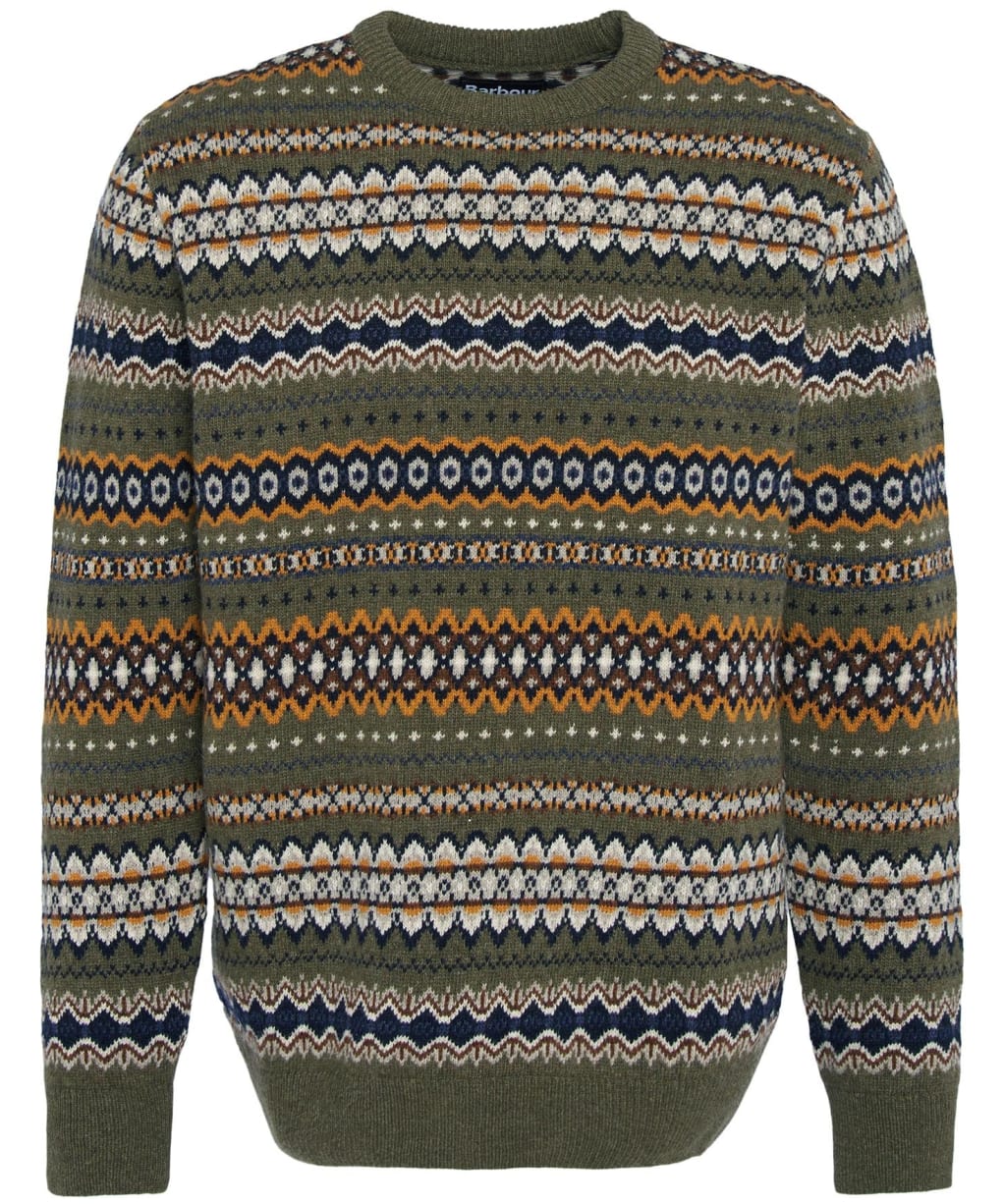 Men's Barbour Case Fairisle Crew Neck Jumper - Willow Green