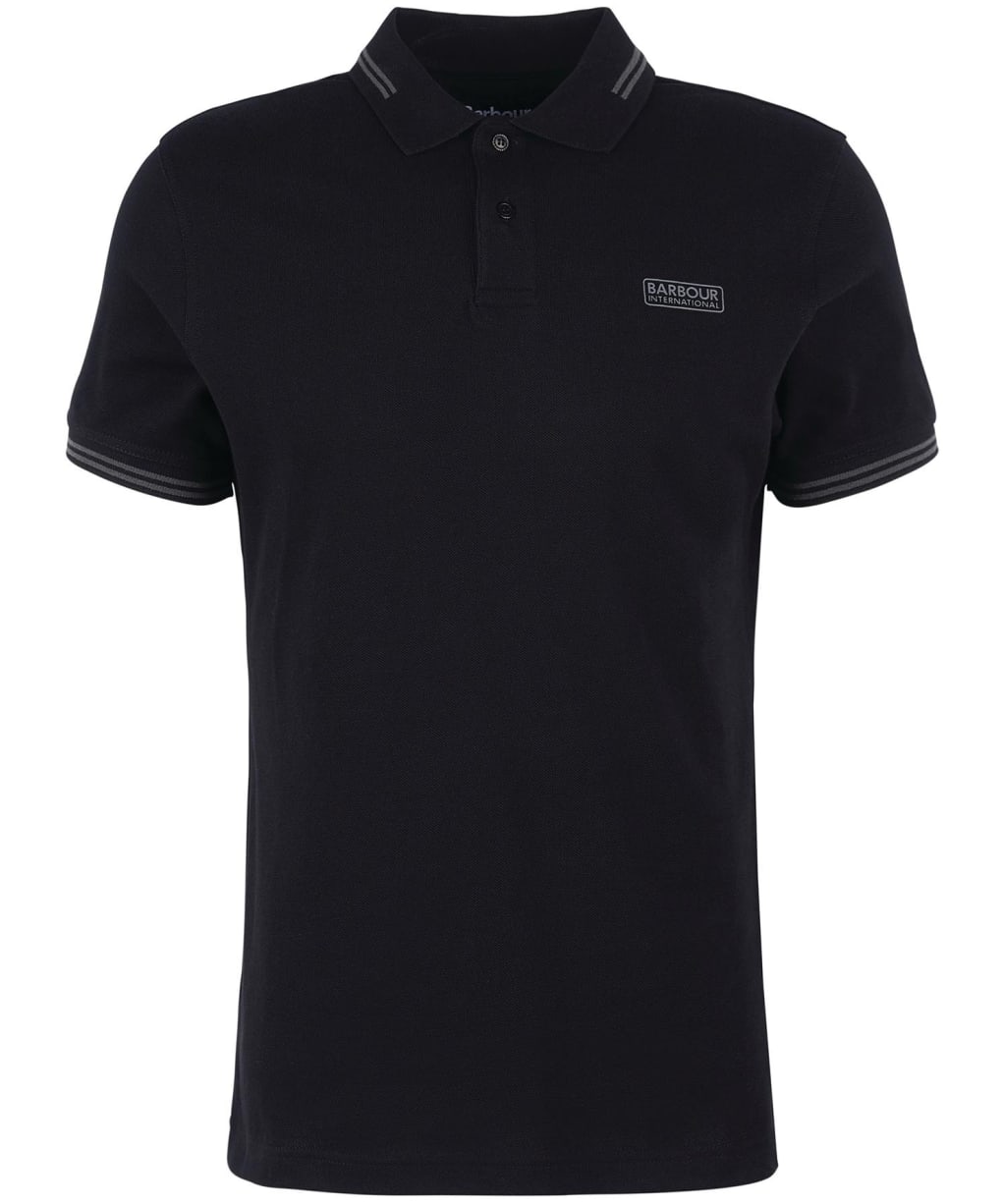 Men's Barbour International Essential Tipped Polo Shirt - Black / Grey