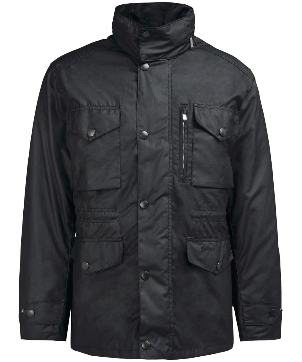 Men's Barbour Sapper Waxed Jacket - Black / Classic Tartan
