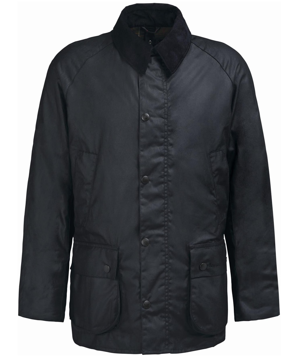 Men's Barbour Ashby Waxed Jacket - Black / Classic Tartan