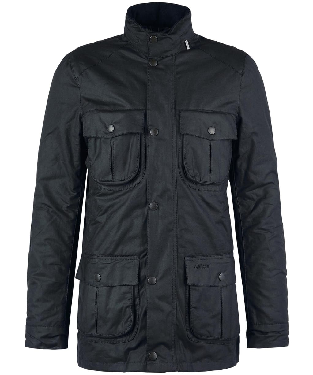 Men's Barbour Corbridge Waxed Jacket - Black / Classic Tartan