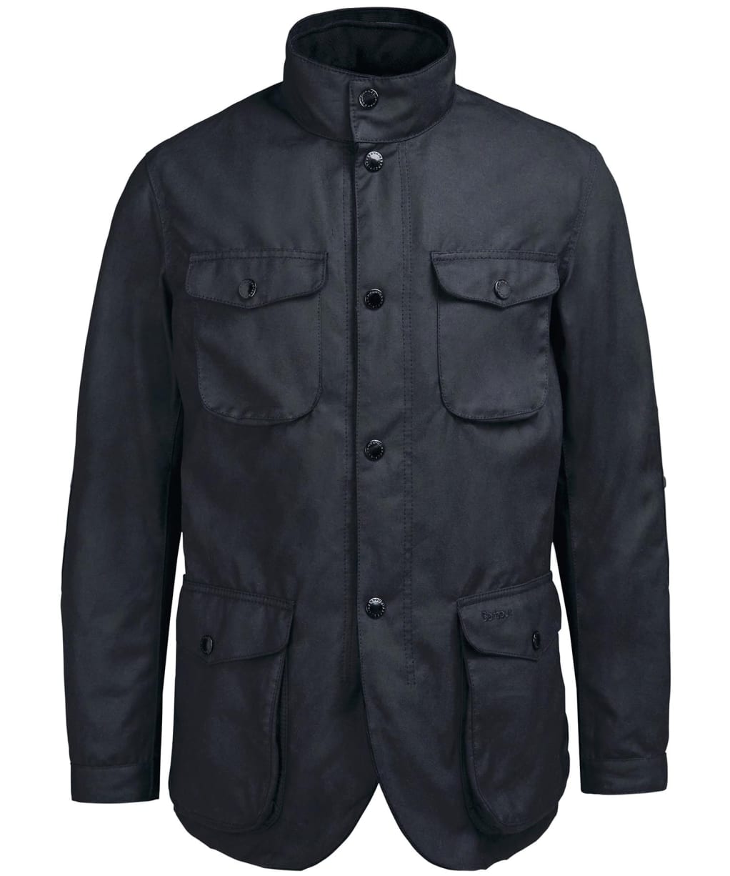 Men's Barbour Ogston Waxed Jacket - Black / Classic Tartan
