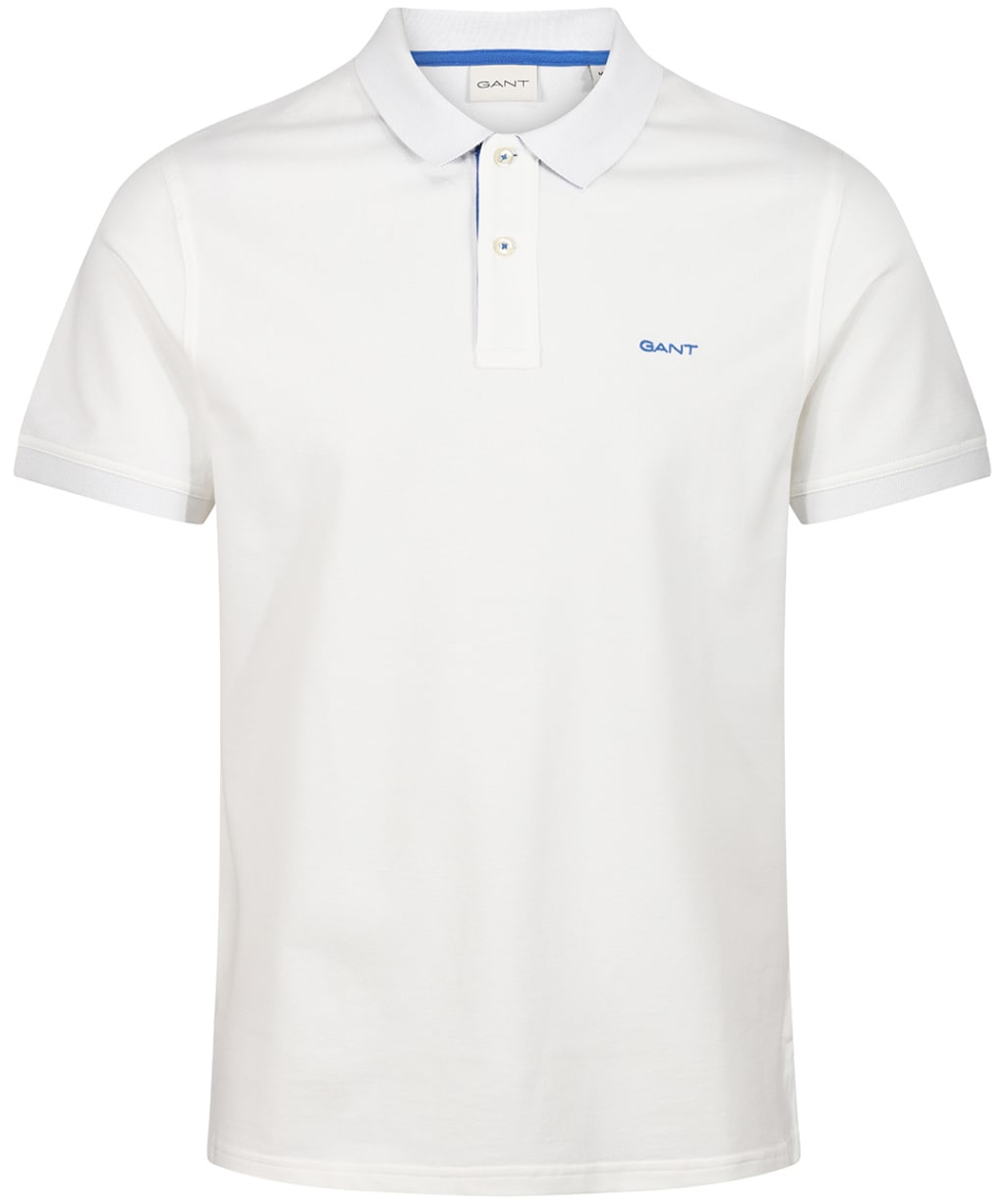 Men's Gant Regular Contrast Pique Short Sleeve Rugger - Eggshell