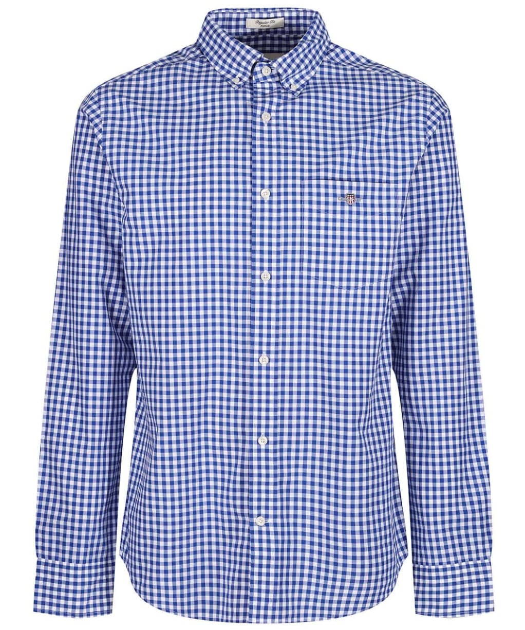 Men's Gant Regular Poplin Gingham Shirt - College Blue