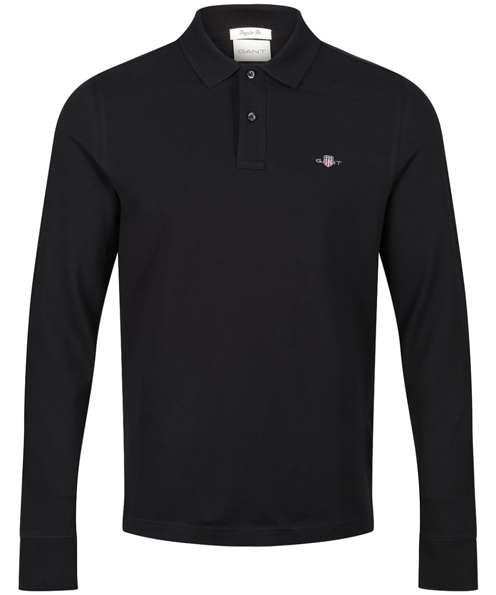 Men's Gant Shield Long Sleeve Pique Rugger - Black