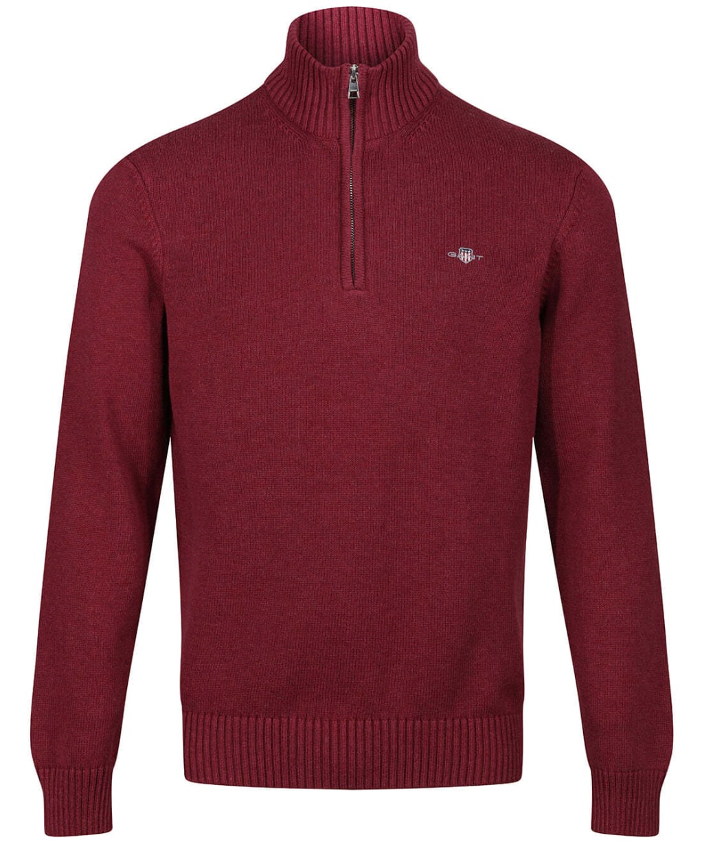 Men's Gant Casual Cotton Half Zip Sweater - Plumped Red