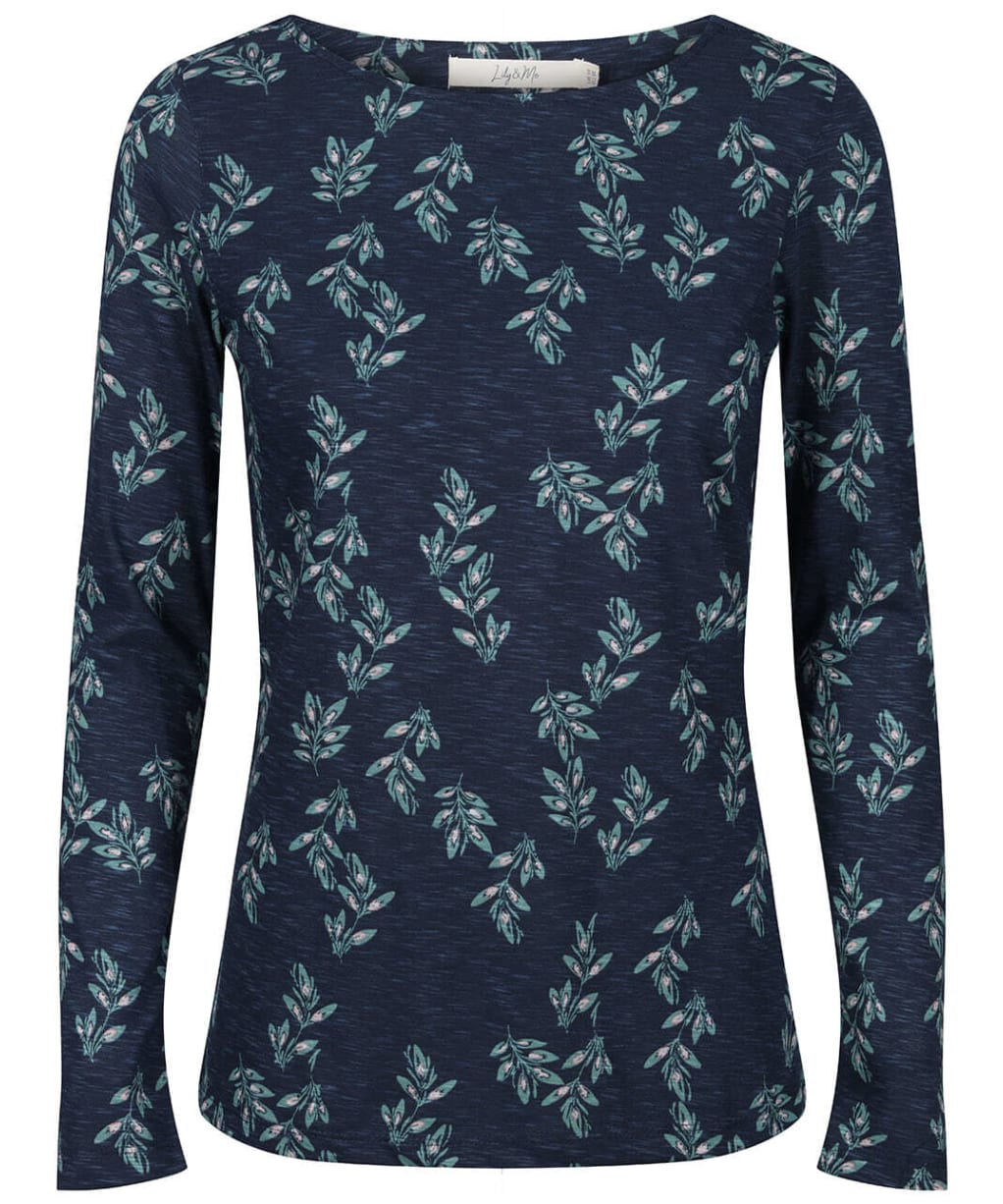 Women’s Lily & Me Monica Long Sleeve Cotton Top - Navy