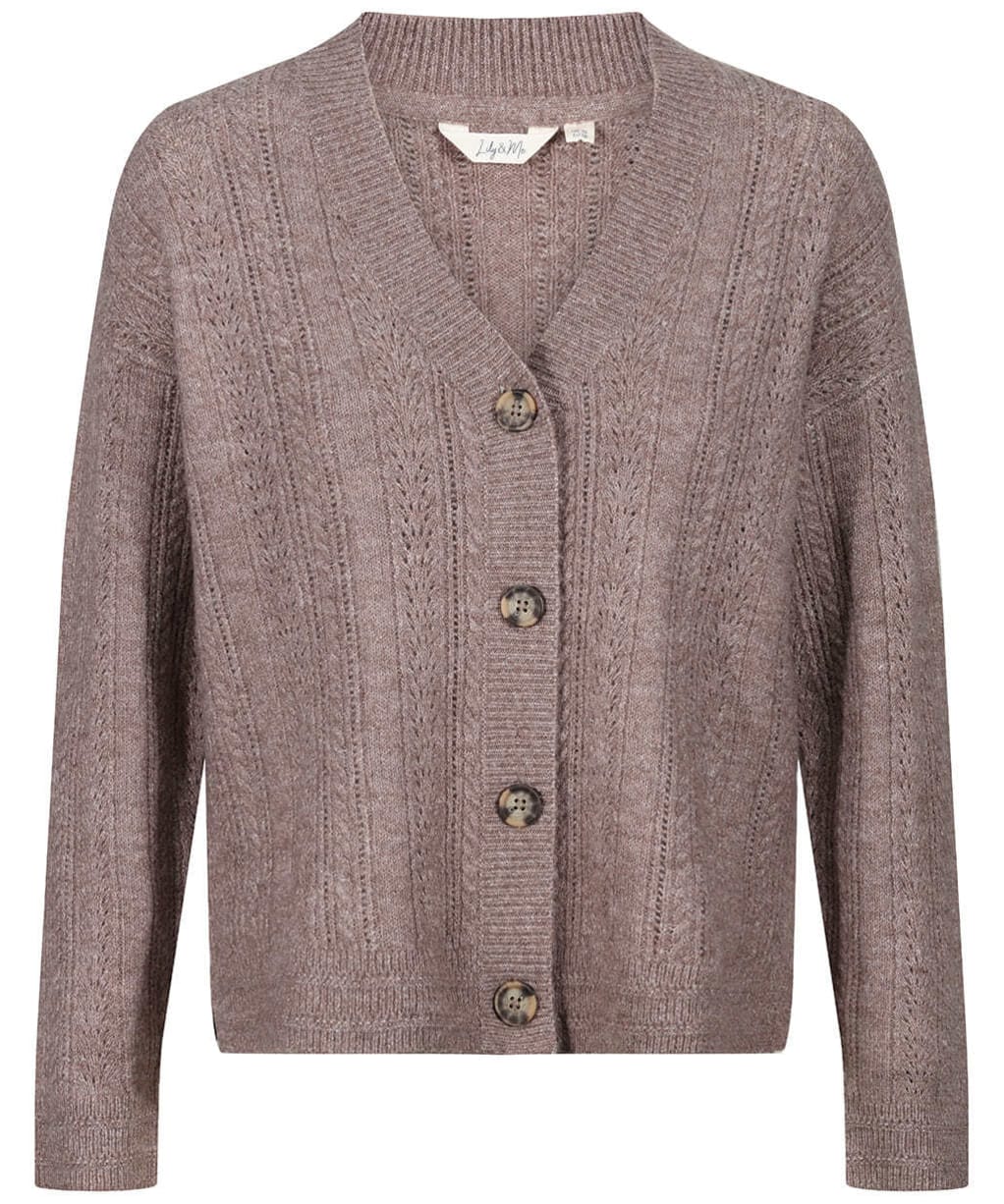 Women’s Lily & Me Cornwell Pointelle Loose Fit Cardigan - Taupe