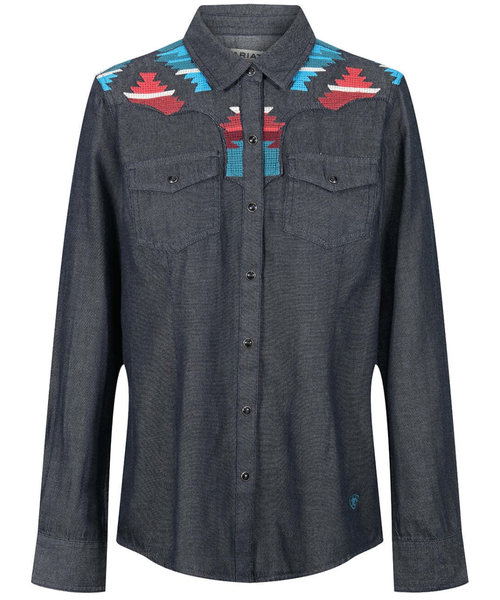 Women's Ariat Dutton Classic Fit Cotton Chambray Shirt - Rinsed