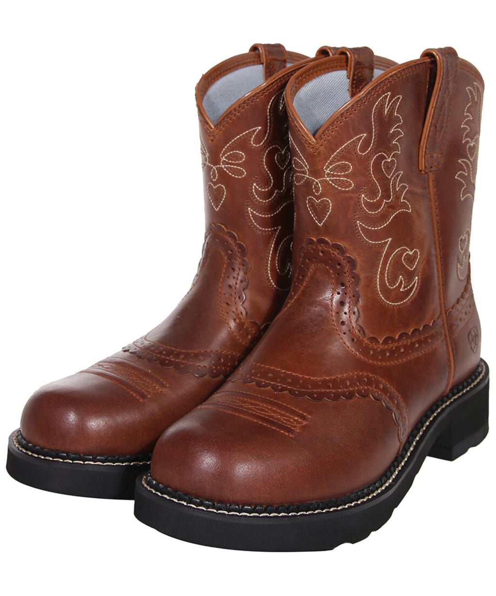 Women's Ariat Fatbaby Saddle Western Leather Boots - Brown