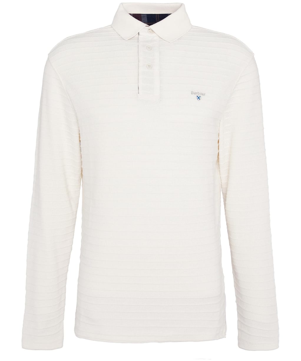 Men's Barbour Cramlington Long Sleeve Polo Shirt - Antique White