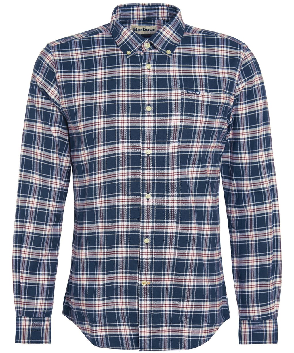 Men's Barbour Langton Long Sleeve Tailored Cotton Shirt - Navy